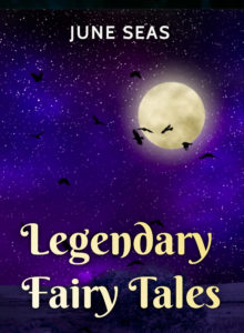 book cover Legendary Fairy tales, with birds flying past a full moon in a dark blue and purple starry sky