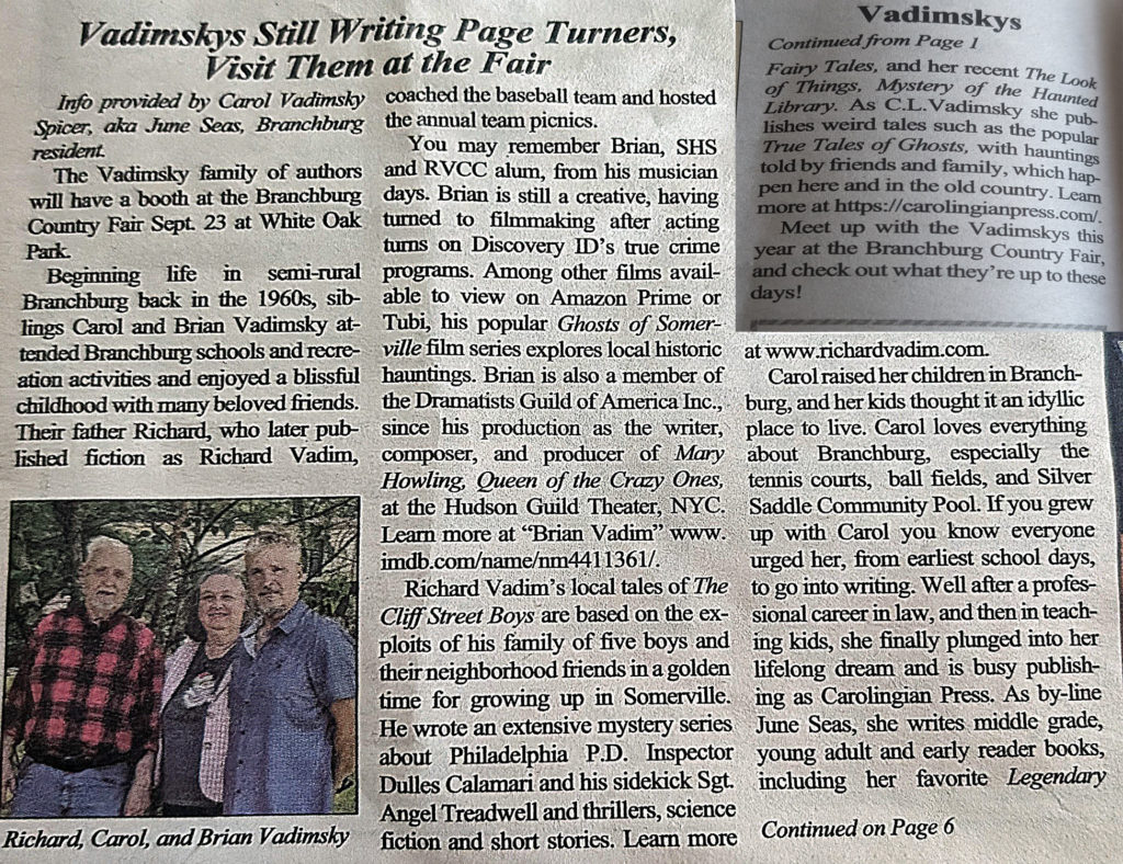 newspaper clipping of Family of Local Authors in the News